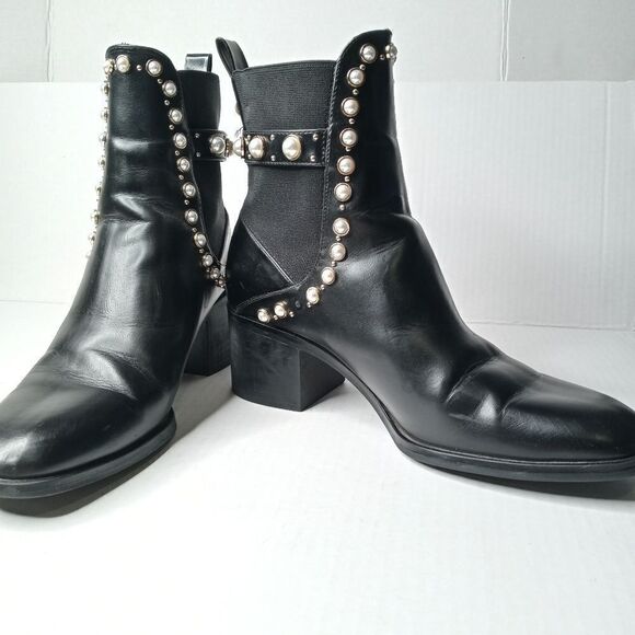 Zara black studded ankle boots size 41 - Picture 11 of 16
